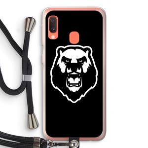 CaseCompany Angry Bear (black): Samsung Galaxy A20e Transparant Hoesje met koord