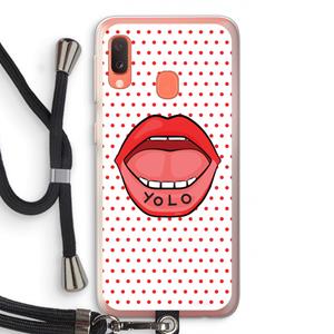 CaseCompany Yolo Denise: Samsung Galaxy A20e Transparant Hoesje met koord