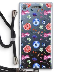 CaseCompany Bloemetjes: Sony Xperia XZ1 Transparant Hoesje met koord