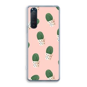 CaseCompany Cactusprint roze: Sony Xperia 5 II Transparant Hoesje