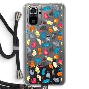 CaseCompany Kleurrijke katten: Xiaomi Redmi Note 10S Transparant Hoesje met koord