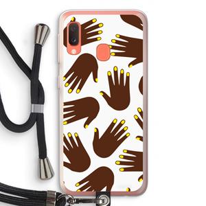 CaseCompany Hands dark: Samsung Galaxy A20e Transparant Hoesje met koord