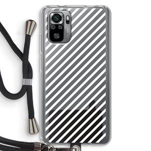 CaseCompany Strepen zwart-wit: Xiaomi Redmi Note 10S Transparant Hoesje met koord