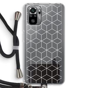 CaseCompany Zwart-witte kubussen: Xiaomi Redmi Note 10S Transparant Hoesje met koord