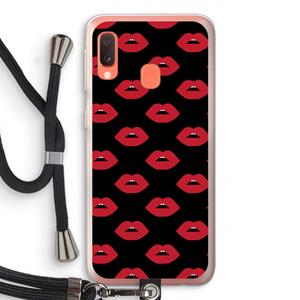CaseCompany Lips: Samsung Galaxy A20e Transparant Hoesje met koord