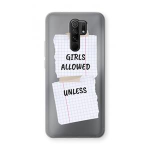 CaseCompany No Girls Allowed Unless: Xiaomi Redmi 9 Transparant Hoesje
