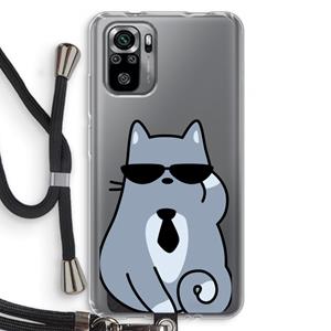 CaseCompany Cool cat: Xiaomi Redmi Note 10S Transparant Hoesje met koord