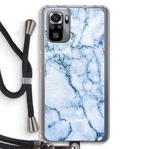CaseCompany Blauw marmer: Xiaomi Redmi Note 10S Transparant Hoesje met koord