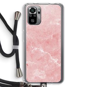 CaseCompany Roze marmer: Xiaomi Redmi Note 10S Transparant Hoesje met koord