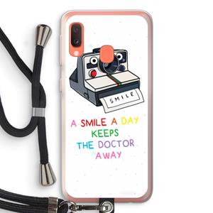 CaseCompany Smile: Samsung Galaxy A20e Transparant Hoesje met koord