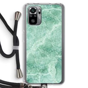 CaseCompany Groen marmer: Xiaomi Redmi Note 10S Transparant Hoesje met koord