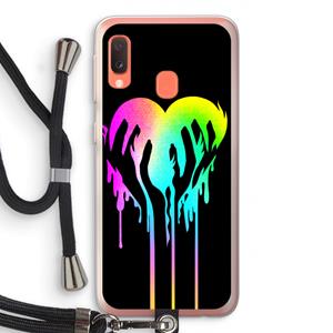 CaseCompany Hold My Heart: Samsung Galaxy A20e Transparant Hoesje met koord