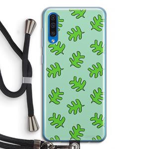 CaseCompany Groene blaadjes: Samsung Galaxy A50 Transparant Hoesje met koord