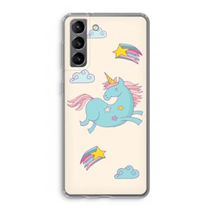 CaseCompany Vliegende eenhoorn: Samsung Galaxy S21 Transparant Hoesje