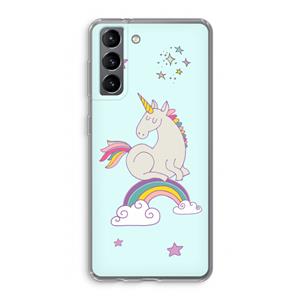 CaseCompany Regenboog eenhoorn: Samsung Galaxy S21 Transparant Hoesje