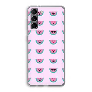 CaseCompany Smiley watermeloenprint: Samsung Galaxy S21 Transparant Hoesje