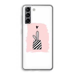 CaseCompany Zwart-wit cactus: Samsung Galaxy S21 Transparant Hoesje