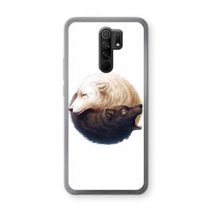 CaseCompany Yin Yang Wolves: Xiaomi Redmi 9 Transparant Hoesje