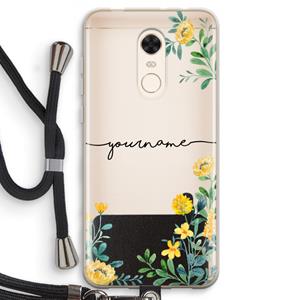 CaseCompany Gele bloemen: Xiaomi Redmi 5 Transparant Hoesje met koord