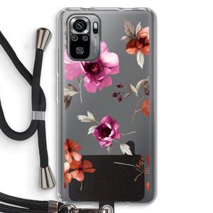 CaseCompany Geschilderde bloemen: Xiaomi Redmi Note 10S Transparant Hoesje met koord