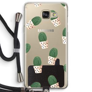 CaseCompany Cactusprint roze: Samsung Galaxy A5 (2016) Transparant Hoesje met koord