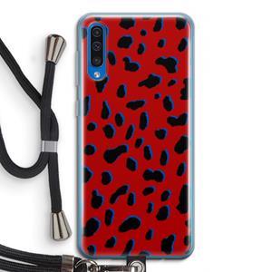 CaseCompany Red Leopard: Samsung Galaxy A50 Transparant Hoesje met koord