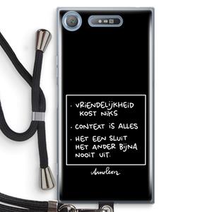 CaseCompany Mijn Motto's: Sony Xperia XZ1 Transparant Hoesje met koord