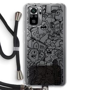 CaseCompany Vexx Black City : Xiaomi Redmi Note 10S Transparant Hoesje met koord