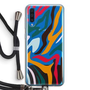 CaseCompany Colored Zebra: Samsung Galaxy A50 Transparant Hoesje met koord