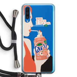 CaseCompany Peach please!: Samsung Galaxy A50 Transparant Hoesje met koord