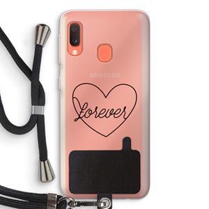 CaseCompany Forever heart black: Samsung Galaxy A20e Transparant Hoesje met koord