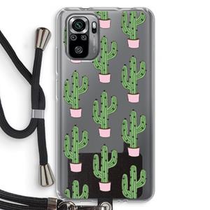 CaseCompany Cactus Lover: Xiaomi Redmi Note 10S Transparant Hoesje met koord