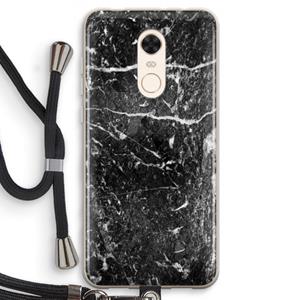 CaseCompany Zwart marmer: Xiaomi Redmi 5 Transparant Hoesje met koord