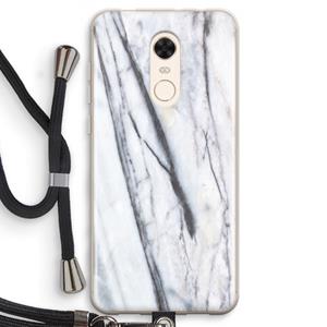 CaseCompany Gestreepte marmer: Xiaomi Redmi 5 Transparant Hoesje met koord