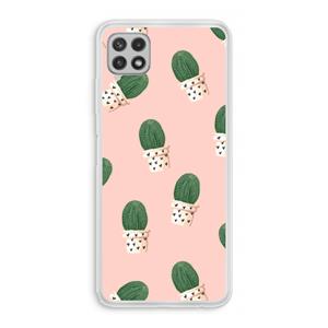 CaseCompany Cactusprint roze: Samsung Galaxy A22 4G Transparant Hoesje