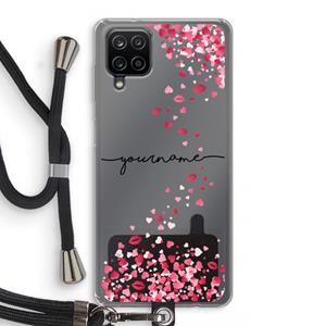 CaseCompany Hartjes en kusjes: Samsung Galaxy A12 Transparant Hoesje met koord