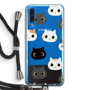 CaseCompany Katten: Samsung Galaxy A50 Transparant Hoesje met koord