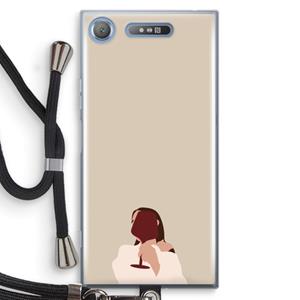 CaseCompany I drink wine: Sony Xperia XZ1 Transparant Hoesje met koord