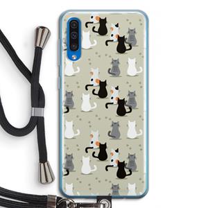 CaseCompany Katten: Samsung Galaxy A50 Transparant Hoesje met koord