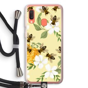CaseCompany No flowers without bees: Samsung Galaxy A20e Transparant Hoesje met koord