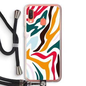 CaseCompany Colored Zebra: Samsung Galaxy A20e Transparant Hoesje met koord