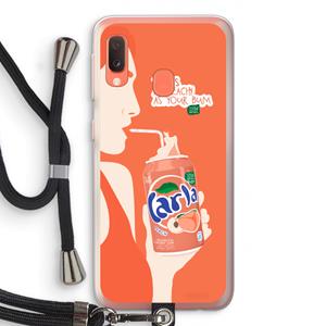 CaseCompany Peach please!: Samsung Galaxy A20e Transparant Hoesje met koord