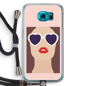 CaseCompany Red lips: Samsung Galaxy S6 Transparant Hoesje met koord