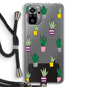 CaseCompany Sanseveria: Xiaomi Redmi Note 10S Transparant Hoesje met koord