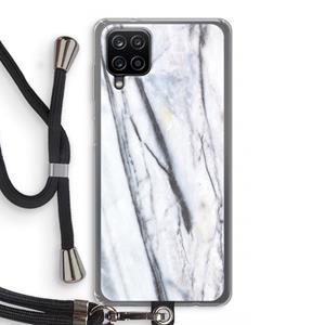 CaseCompany Gestreepte marmer: Samsung Galaxy A12 Transparant Hoesje met koord