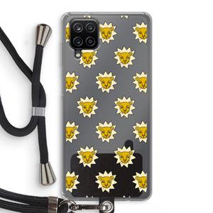CaseCompany Leeuwenkoppen: Samsung Galaxy A12 Transparant Hoesje met koord