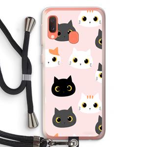 CaseCompany Katten: Samsung Galaxy A20e Transparant Hoesje met koord