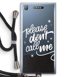 CaseCompany Don't call: Sony Xperia XZ1 Transparant Hoesje met koord