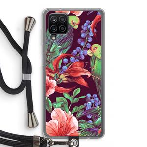 CaseCompany Papegaaien: Samsung Galaxy A12 Transparant Hoesje met koord