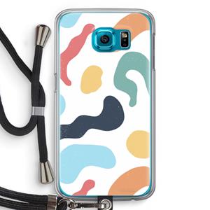 CaseCompany Memphis Shapes Blue: Samsung Galaxy S6 Transparant Hoesje met koord